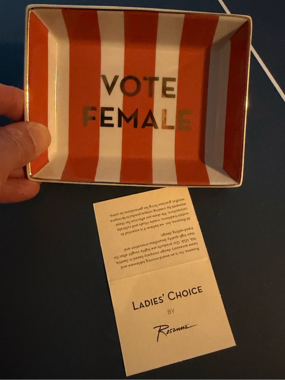 Rosanna Ladies Choice ceramic trinket tray - “Vote Female”